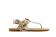 Womens Toe Post Sandals With Interwoven Strap Gold