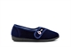 Jyoti Womens Touch Fasten Slippers With Embroidered Flower Detail Navy