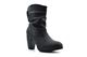 Womens Ruched High Heel Ankle Boots/Pull On Boots Black