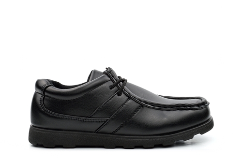 Renegade Sole Boys Lace Up School Shoes Black