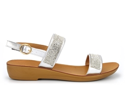 Dr Keller Womens Diamante Strap Sandals With Low Wedge Heel Silver