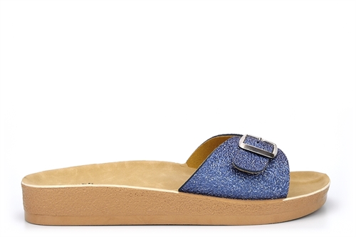 Womens Summer Mules With Adjustable Buckle Blue