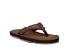 PDQ Mens Leather Effect Toe Post Flip Flop Sandals Brown