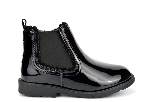 US Brass Girls School Boots With Side Zip Fastening Patent Black | The ...