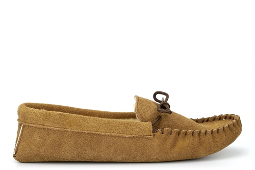 Mokkers Mens JAKE Real Suede Moccasin Slippers With Warm Thermal Lining Taupe