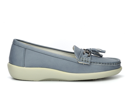 Boulevard Womens Tassel Loafers With Super Soft Comfort Insole Blue