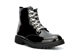 Little Diva Girls Military Boots With Silver Glitter Laces Patent Black