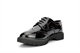 Boulevard Womens Patent Platform Brogue Shoes With Low Heel Black
