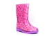 Girls Lola Flower Print Waterproof Wellington Boots With Textile Lining Pink/Purple