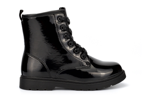 Superstar Girls Stomper Military Boots With Side Zip Fastening Patent Black