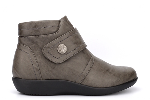 Boulevard Womens Wide Fit Ankle Boots With Touch And Zip Fastening Grey ...