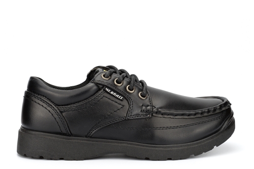 US Brass Boys Stubby Boat School Shoes With Rugged Sole And Lace Up Fastening Black
