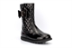 Girls Bow Detail Calf Boots With Quilted Patent Upper Black