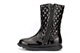 Girls Bow Detail Calf Boots With Quilted Patent Upper Black