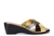 Boulevard Womens Cross Over Mule Sandals With Wedge Heels Bronze/Pewter/Gold