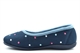 Sleepers Womens Isla Memory Foam Dotted Ballerina Slippers Blue/Turquoise