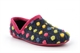 Sleepers Womens Jade Knitted Textile Lightweight Dotted Full Slippers With Rubber Sole Fuchsia