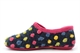 Sleepers Womens Jade Knitted Textile Lightweight Dotted Full Slippers With Rubber Sole Fuchsia