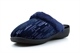 So Comfy Womens Megan Memory Foam Sequin Mule Slippers With Low Wedge Heel And Rubber Sole Navy Blue