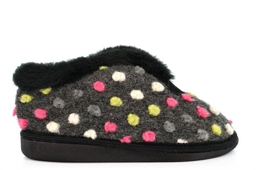 Sleepers Womens Tilly Knitted Textile Lightweight Bootee Slippers With Fleecy Thermal Lining Black