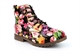 Girls Floral Print Zip Up Fashion Ankle Boots Black