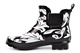 Urban Jacks Womens Ambleside Waterproof Ankle High Wellington Boots With Flower Print Black/White