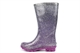 StormWells Girls Waterproof Glitter Wellington Boots With Textile Lining Lilac