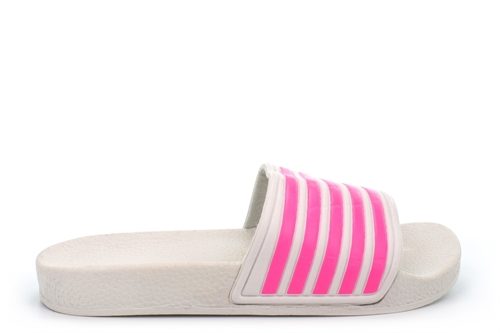 Girls Classic Beach/Pool Slider Mules Pink/White