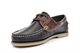 Dek Mens Leather Moccasin Boat Shoes With Non-Marking Stitched Sole Navy/Brown