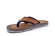 PDQ Mens Leather Effect Toe Post Flip Flop Sandals Tan
