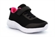Girls Rosie Lightweight Touch Fastening Trainers With Elastic Lace Black/Fuchsia/White