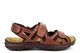 Roamers Mens Touch Fasten Comfort Lightweight Leather Sandals With Deluxe Padded Suede Insole Brown