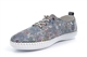 Mod Comfys Womens Leather Elasticated Lace Slip On Shoes With Comfort Insole Blue Flower Print