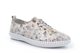 Mod Comfys Womens Leather Elasticated Lace Slip On Shoes With Comfort Insole Grey Flower Print