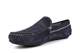 Roamers Mens Real Suede Leather Plain Moccasin Casual Slip On Shoes With Textile Lining Navy Blue