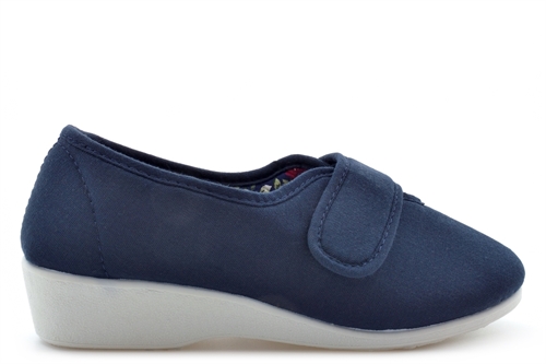 Dr Keller Womens Flora Touch Fasten Wide Fit Shoes Navy (E Fitting)