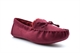 Cosies Womens Louisa Faux Suede Moccasin Slippers With Faux Fur Lining Burgundy