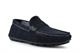 Roamers Mens Real Suede Leather Sqaure Toe Saddle Moccasin Loafers With Rubber Sole Navy Blue