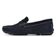 Roamers Mens Real Suede Leather Sqaure Toe Saddle Moccasin Loafers With Rubber Sole Navy Blue