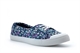 Dek Womens/Girls Low Cut Canvas Shoes/Slip On Pumps With Elastic Lace Blue Floral