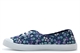 Dek Womens/Girls Low Cut Canvas Shoes/Slip On Pumps With Elastic Lace Blue Floral