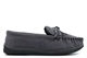 Mokkers Mens Adie Real Leather Suede Moccasin Slippers With Rubber Sole Grey