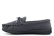 Mokkers Mens Adie Real Leather Suede Moccasin Slippers With Rubber Sole Grey