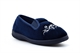 Dr Lightfoot Womens Gemma Slip On Wide Fit Slippers With Embroidered Upper Navy Blue