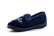 Dr Lightfoot Womens Gemma Slip On Wide Fit Slippers With Embroidered Upper Navy Blue