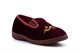 Dr Lightfoot Womens Gemma Slip On Wide Fit Slippers With Embroidered Upper Burgundy