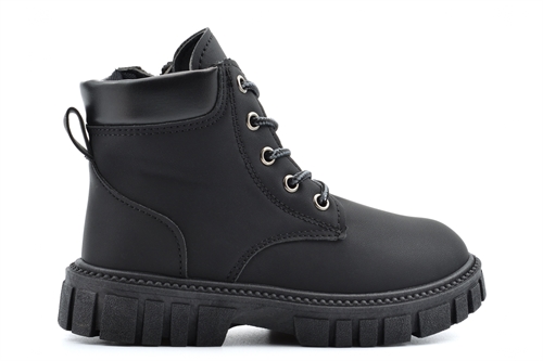 Boys/Girls Ankle Boots/Casual Boots With Lace and Zip Fastening Black