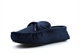 Mens Faux Suede Moccasin Slippers With Warm Fleece Lining Navy Blue