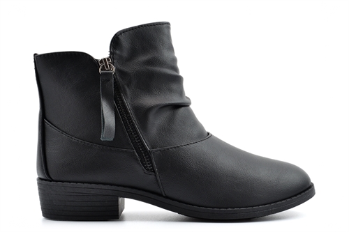 Dr Lightfoot Womens Ivy Ruched Ankle Boots With Inside Zip Fastening Black