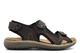 Roamers Mens Leather Sandals Touch Fastening Sports Sandals With Real Suede Insole Brown